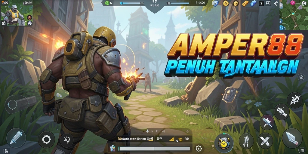 Tampilan gameplay mendebarkan dan strategis AMPER88.