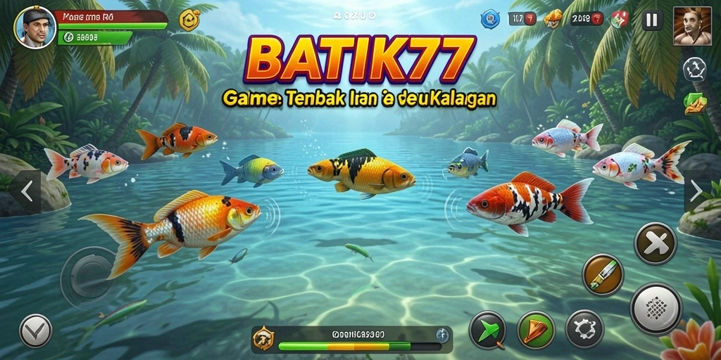 Tampilan gameplay seru dalam BATIK77 saat menangkap ikan.
