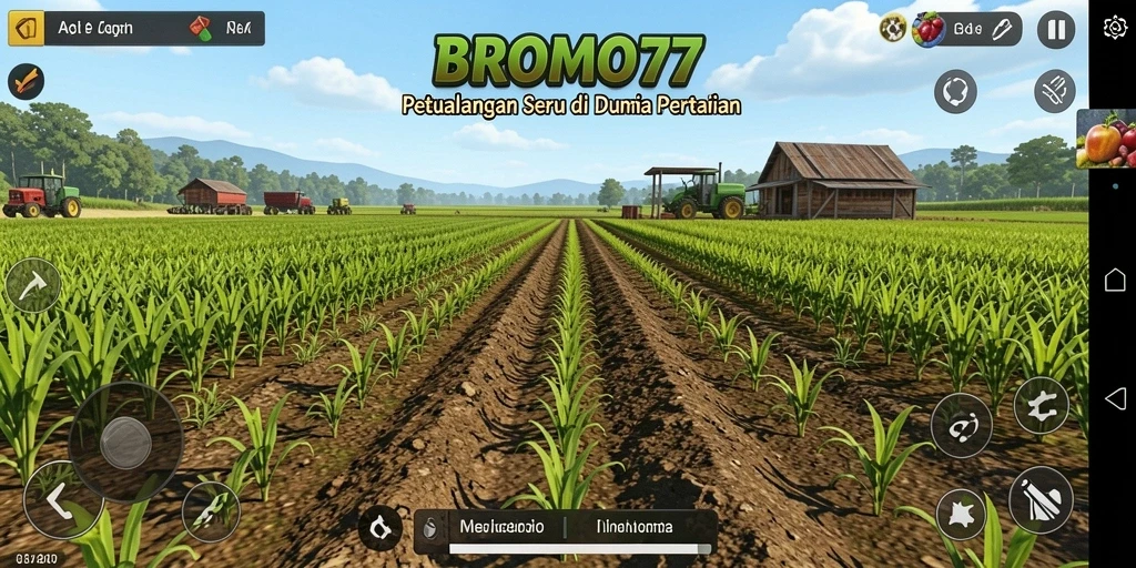 Screenshot utama BROMO77 menampilkan pemandangan indah lahan pertanian.