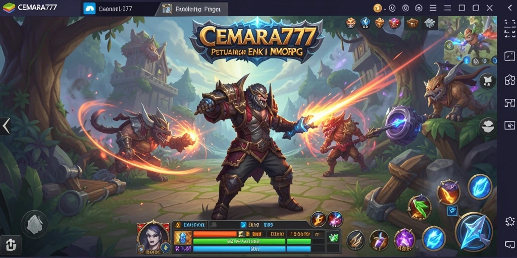 Tampilan utama gameplay CEMARA777 dengan pertarungan epik.