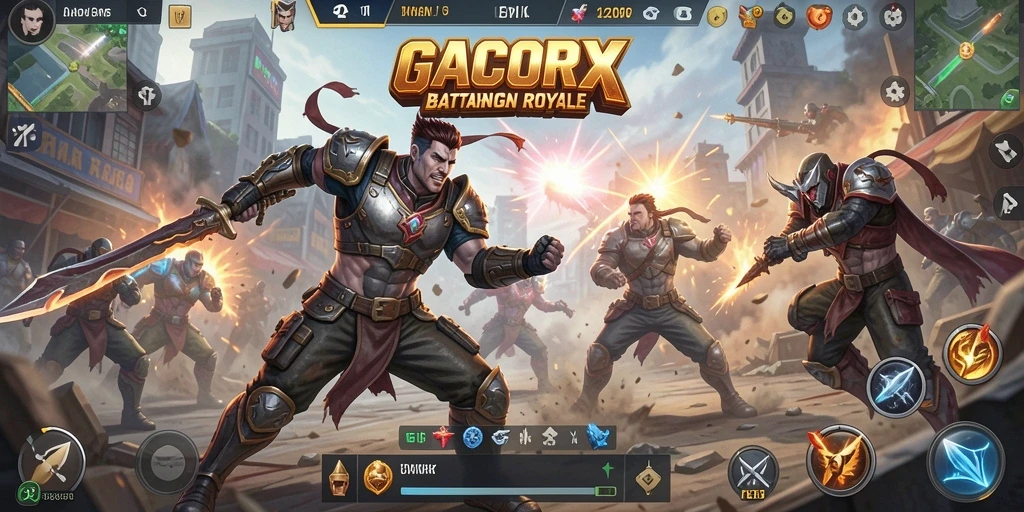 Gameplay menegangkan GACORX, pertarungan seru di arena Battle Royale.