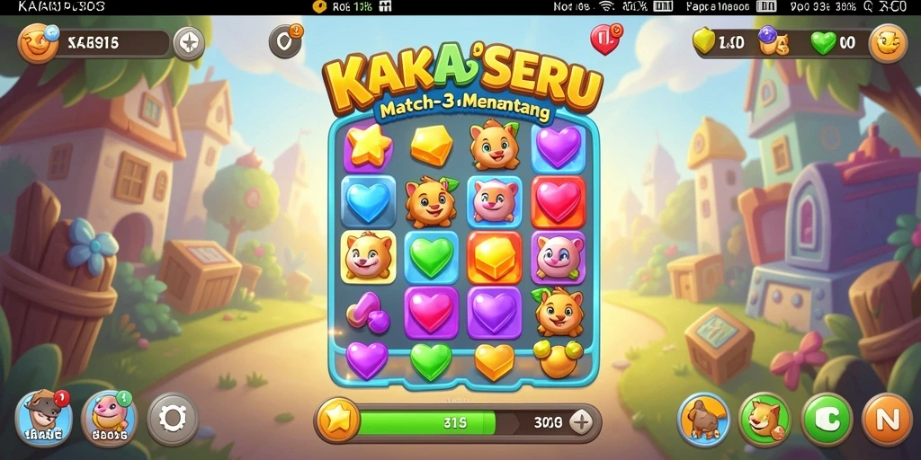 Gameplay seru KAKA303 dengan tantangan Match-3 yang menarik.