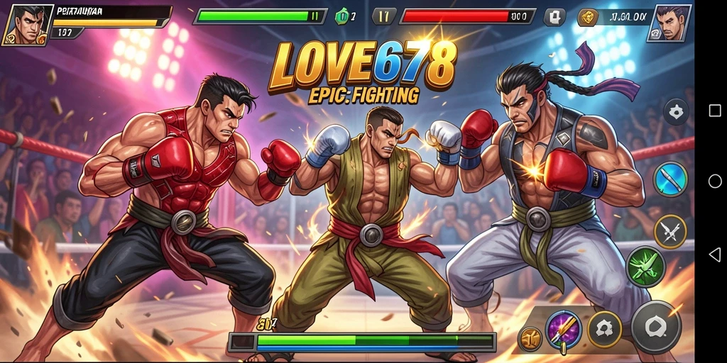 Tampilan gameplay LOVE678 dengan gerakan pertarungan yang mendebarkan.