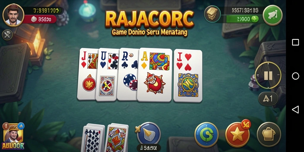 Screenshot gameplay RAJACORC menampilkan aksi permainan Domino yang seru.