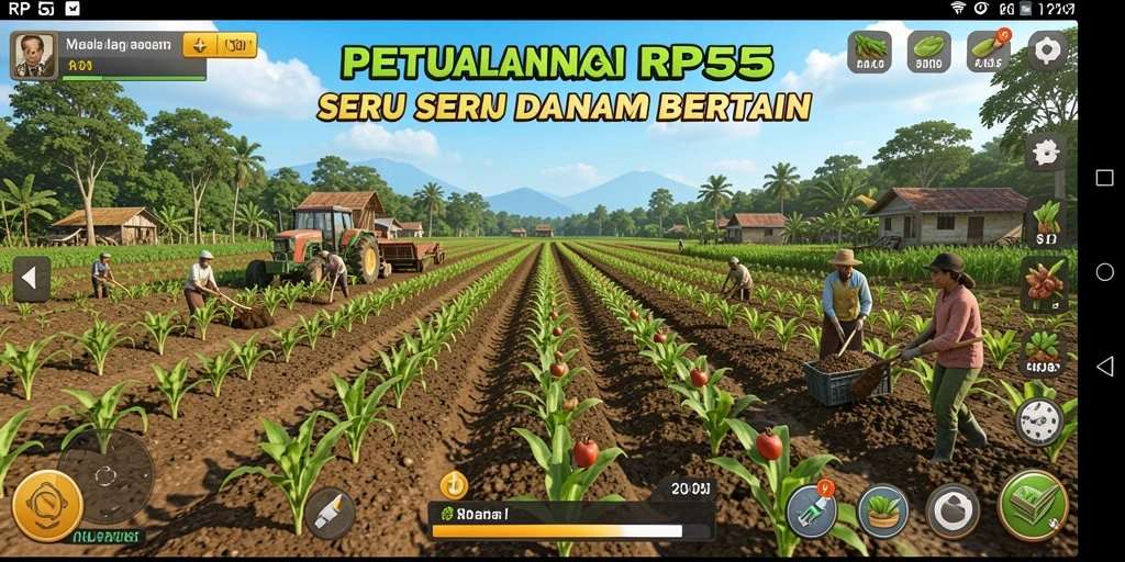 Tampilan menarik dari gameplay RP55 menampilkan aktivitas bertani yang seru.