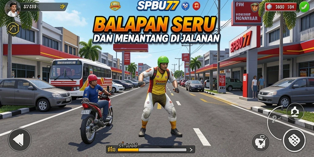 Tampilan permainan menegangkan saat balapan di jalanan.