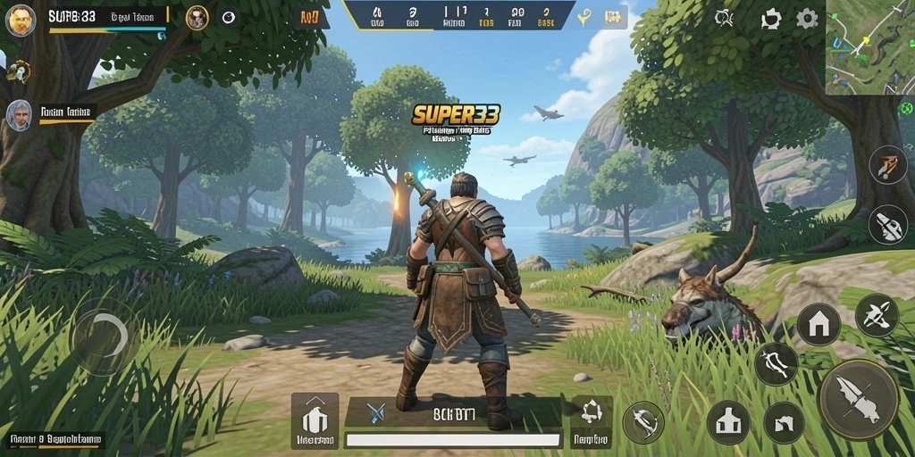 Gameplay SUPER33 yang menampilkan petualangan seru di dunia terbuka.