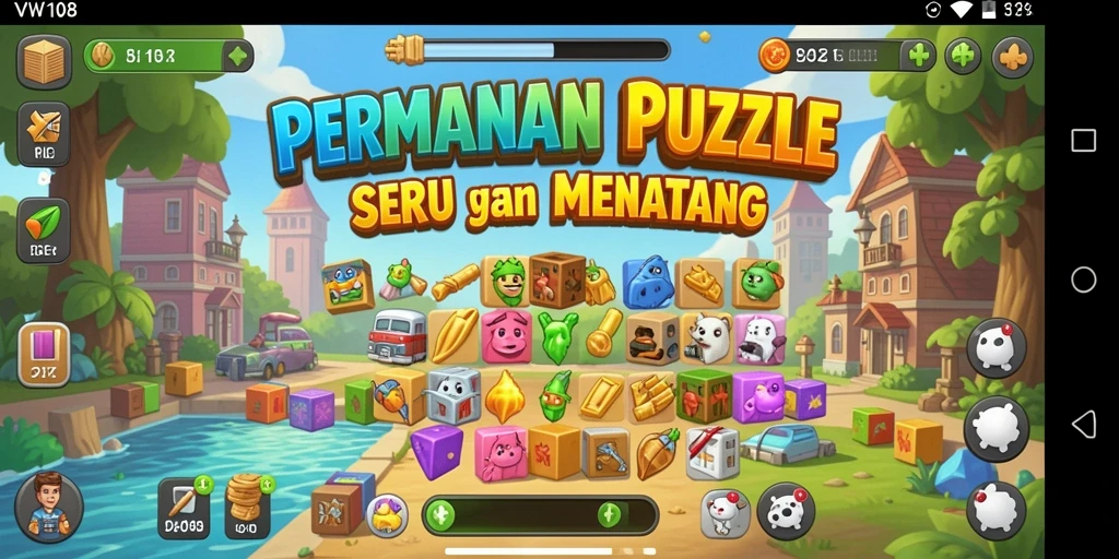 Screenshot gameplay VW108 menampilkan tantangan puzzle yang menarik.