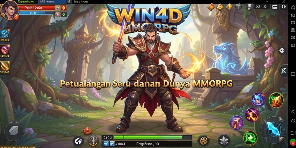 Screenshot gameplay WIN4D menunjukkan interaksi pemain dalam petualangan MMORPG.